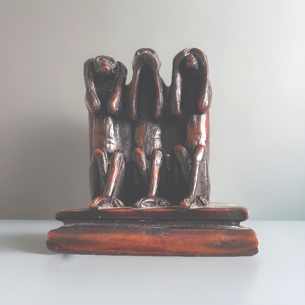 Vintage Three Monkeys Speak No See No Hear No Evil Figurine Statue Resin 4"x3.5"